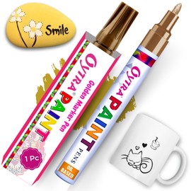 Oytra Paint Marker Pens Permanent Waterproof Oil Based Individual Pens Works and All Surfaces, Wood, Fabric, Steel, Glass (Gold)