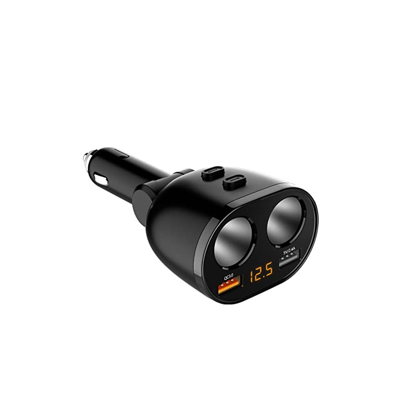URVOLAX Four in one car charger, two cigar charging sockets
