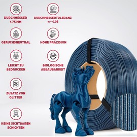 Pink 3D PLA Galaxy Filament 1.75 mm for 3D Printers | Printing Materials with Silver Glitter Biodegradable PLA 3D Printer Filament | Filament 3D Printing Materials | Navy Blue Spool 0.5 kg