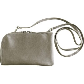 HALEINE Women's Genuine Leather Wallet Pochette 2-Way 3-Way Bag, metallic