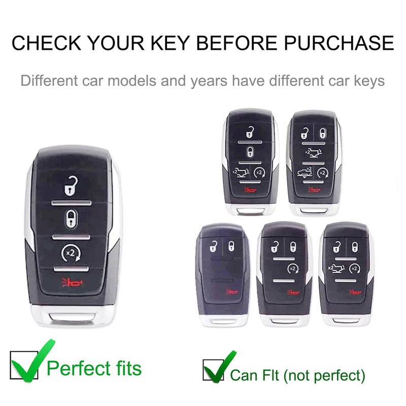 CACARLIKE for Dodge Key Fob Cover with Leather Lanyard, Fob