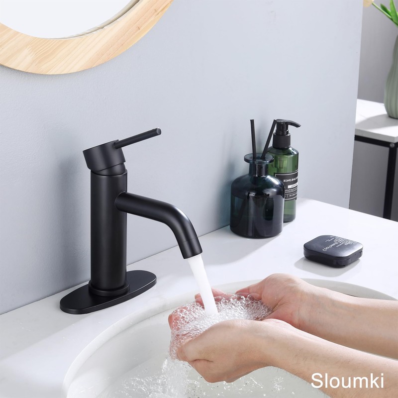 Bathroom Faucet Matte Black Modern Bathroom Sink Faucet with Single