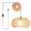 Eqquorva Plug in Pendant Light,Rattan Hanging Lights with Plug in