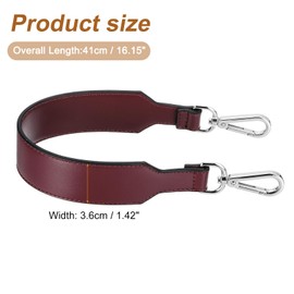 sourcing map PU Leather Purse Handles Replacement Short Strap Clutch Bag Handle with Clasp for Handbag Cross Body Wallet Briefcase, 41x3.6cm, Burgundy Silver Buckle