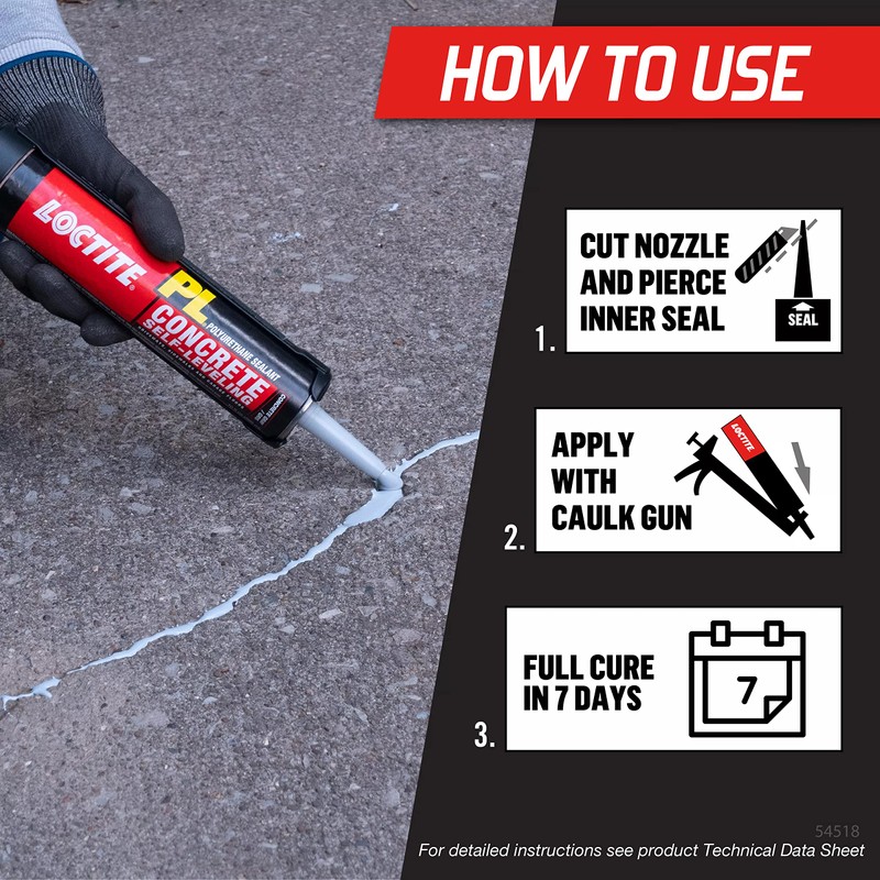 Loctite PL Concrete Self-Leveling Polyurethane Sealant, Gray, 10 Ounce