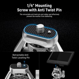 NEEWER Camera Monitor Mount with Cold Shoe, Field Monitor Holder with 1/4" Screw, Anti Twist Pin, 360° Rotation, 180° Tilt, Adjustable Damping, Compatible with SmallRig Camera Cage, MA017