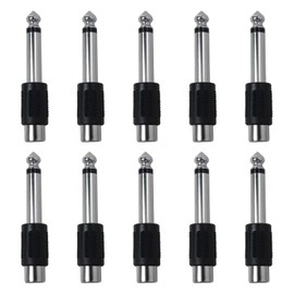 GruDawu 10 Packs RCA Jack to 1/4" Mono Plug RCA Female Jack to 6.35mm 1/4" Male Mono Plug Audio Adapter Connector