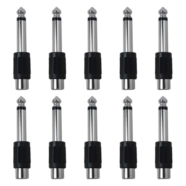 GruDawu 10 Packs RCA Jack to 1/4" Mono Plug RCA