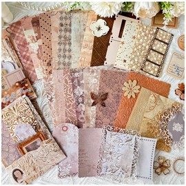 Ta Merry Seal, Collage Material, Assorted, Flake, Design Paper, Planner, Stickers, Material Paper Set, Large Capacity, Retro, Background, Paper, Plenty of Stylish, Cute, Vintage Lace, Flowers, Coffee