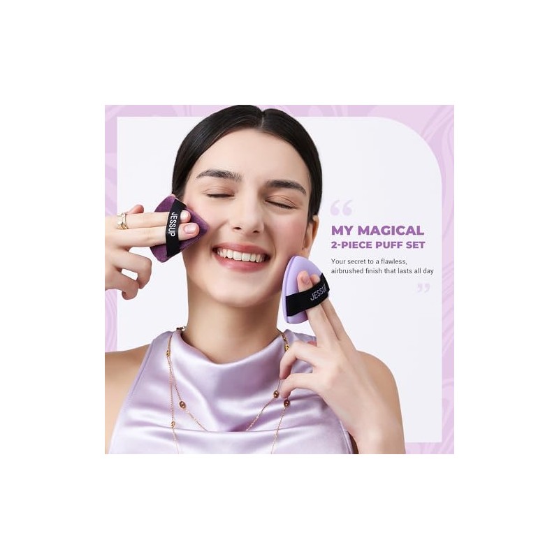 Jessup Borla Maquillaje, 2pcs Borlas Polvos Triangulares Puffs Suaves para