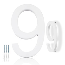 Hvatry House Numbers for Outside, White 6 inch Modern Floating Address Numbers for Front Door, Street, Apartment, Farmhouse, High Visibility Numbers Enhance Home's Exterior Charm(House Numbers 9)