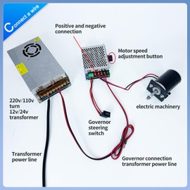 High Torque DC Motor 12V/24V, DIY Project Quiet Motor Permanent Magnet Motor with Cable Connector for Electric Motors and Generators, 30W CW/CCW 3500/7000RPM Motor （Threaded Rotating Shaft）