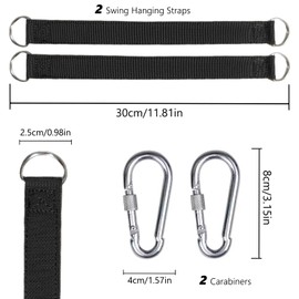 Makoto Nobu Hängematten Befestigung, Swing Hanging Kit Baumschaukelgurt Schaukel Aufhängung, Nylon Hanging Gurt mit 2 Schwerlast Karabinern und D-Ringen für Schaukel Hängematten