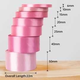Fyshird Satin Ribbon Pink 25 mm x 22 m Gift Ribbon Wide Ribbon Wedding Polyester Ribbons for Crafts Decorative Ribbon for Birthday DIY Balloons Gift Packaging Christmas