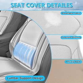 Daspom 12V-24V Cooling Car Seat Cover Front Seat with 15 Fans, Ventilated Cooling Car Seat Cushion 3 Adjustable Wind Speeds, Cooled Seat Cover Universal Fit for Car Truck SUV, Gray