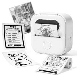 Ponek Print Pods Mini Printer, Sticker Maker Machine Y02C, Mini Portable Printer with Sticker, Bluetooth Inkless Receipt for Phone, Thermal Portable Printer for Journal, Note, Photos, Learning