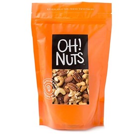 Fresh Mixed Nuts Roasted Unsalted Cashews, Walnuts, Brazil Nuts, Hazelnuts, Almonds, (2 Pound Bag) - Oh! Nuts
