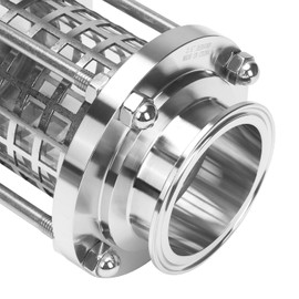 DERNORD in-Line Sight Glass with Clamp End, Flow Sanitary Straight Sight Glass SUS316 2.5" Tri Clamp Type. (Flow Pipe OD64MM(Cage Protection Type))