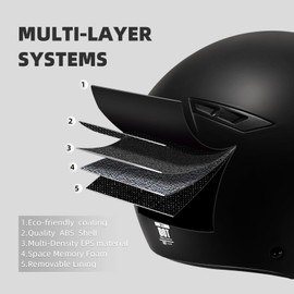 TRIANGLE Open Face Motorcycle Helmet Retro 3/4 Helmets with Clear Visor for Men Women DOT Approved