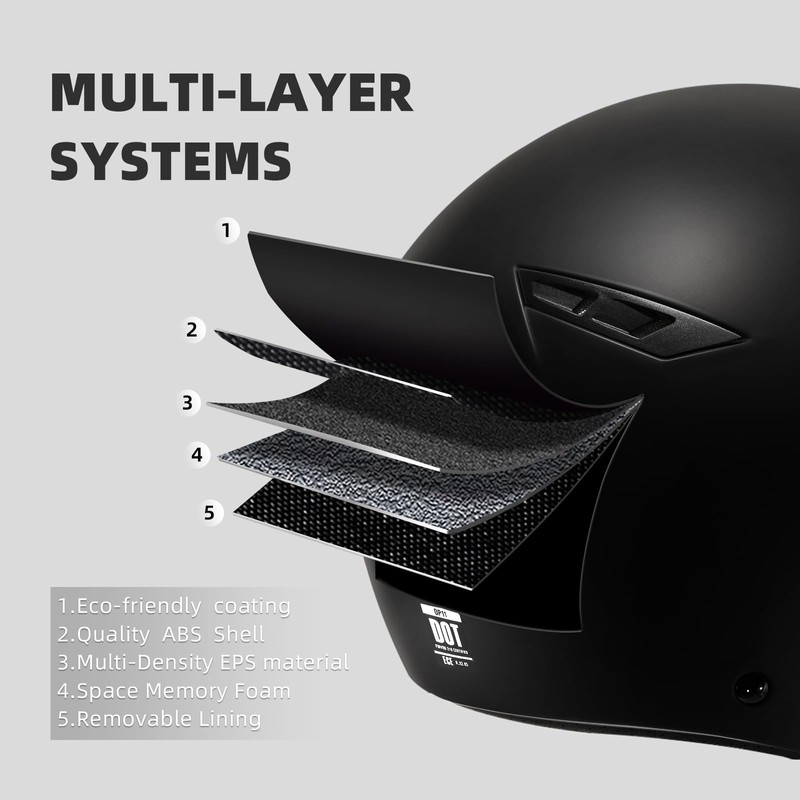 TRIANGLE Open Face Motorcycle Helmet Retro 3/4 Helmets with Clear