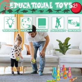 STAY GENT Dinosaur Bowling Set Kids with 10 Pins & 2 Soft Balls, Bowling Skittles Game for Kids Indoor Outdoor Toys Gifts for 2 3 4 5 6 Years Old Boys Girls Children Toddlers Birthdays Christmas