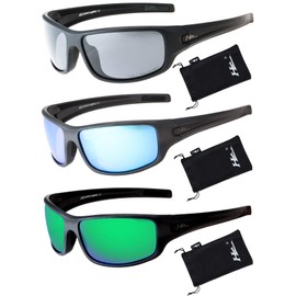 Hornz HZ Series Arkana - Premium Polarised Sunglasses (3 Pack - Black Frames & Grey Frame)