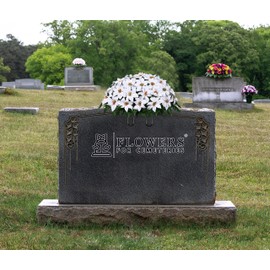 Sympathy Silks Artificial Cemetery Flowers - Grave Decoration - Memorial Flowers - 30" White Poinsettia Saddle for Headstone