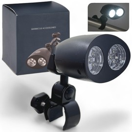MIJOMA Robust grill lamp with 10 super bright LEDs, 180° flexible swivel mechanism, practical touch switch function, easy to install thanks to C-clamp, the practical outdoor barbecue accessory