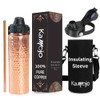 Kamojo Copper Water Bottle for Drinking - Hammered 100% Pure