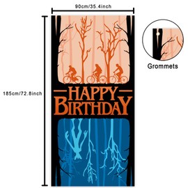 Weird Things Happy Birthday Banner Backdrop Photo Booth Props Flag Background Stranger Mysterious Eleven Things Theme Decor for Boy Movie Fans 1st Birthday Party Favors Supplies Decorations