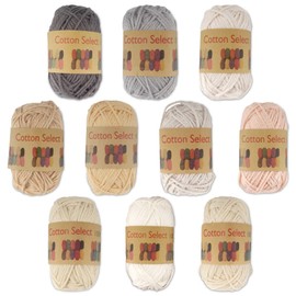BambooMN - Cotton Select Bonbon Yarns - Assortment H - 10x10g Solid Color Mini Ball - 1 Pack - 360 Yards