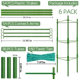Halatool 6 Pack Tomato Cages for Garden,Up to 48in(4FT) Adjustable Tomato Cage,Garden Stakes Tomato Trellis for Pots,Tomato Plant Support for Raised Garden Bed &Climbing Vegetables Flowers(Green)