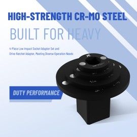 Socket Adapter Set, 4PC Low Profile Impact Ratchet Adapter Kit for Tight Spaces - Includes 3/4" to 1", 1/2" to 3/4", 1/2" to 3/8", 1/4" to 3/8" Drive Size Converters