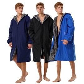 Adoretex Unisex Adults & Youth Faux Fur Lining Swim Parka (PK003) - Black - Youth - Large