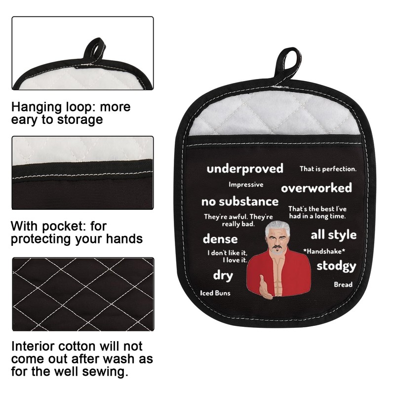 WCGXKO Baking Show Inspired Oven Mitt Pot Holder with Pocket