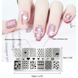 SILPECWEE 6 Pieces Valentine's Day Nail Stamp Nail Stamping Plate Holiday Heart Nails Design Nail Stencils Nail Art Template Nail Polish Stamp Tools Nail Art Accessories for Acrylic Nails