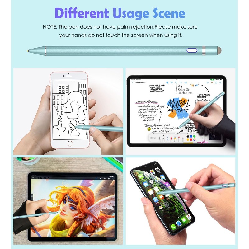 Active Stylus Pen for Touch Screens, Dual Pen Tips for