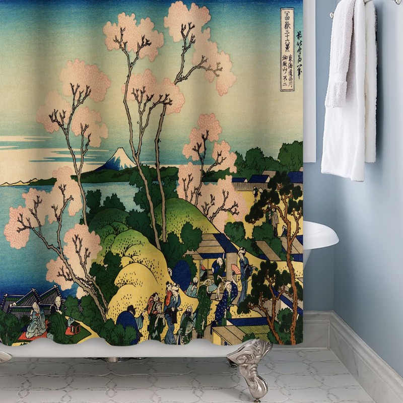 SDOTPMT 165 x 183 cm Japanese Spring Landscape Shower Curtain