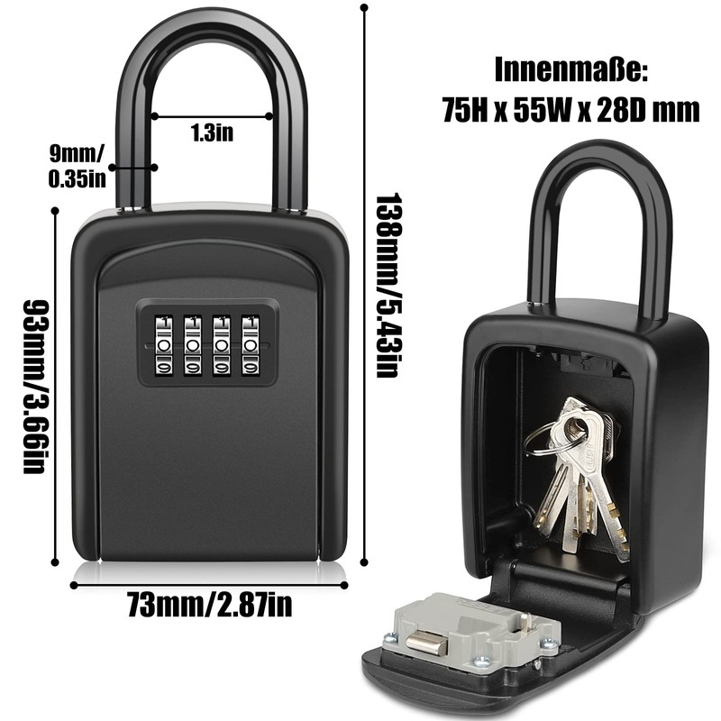 Diyife Key Safe with Shackle, Weatherproof 4 Digit Key Safe