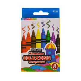BAZIC 8 Color Premium Quality Crayon, Case of 24 (2516-24)