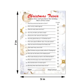 Christmas Trivia Game, Game for Family and Friends, Office Group, Holiday Party Fun, Play Pack of 30 Cards 5”x7”. Made in USA