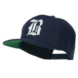 Old English B Embroidered Flat Bill Cap - Navy OSFM