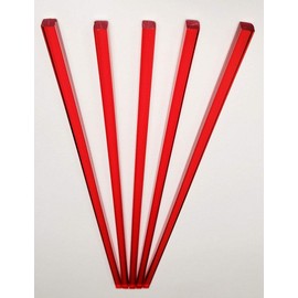 5 Pcs 1/4” x 1/4" x 24” Inch Long Square Color Red Clear Translucent Acrylic Plexiglass Plastic Rods - .25 Dia. - 6.35mm Solid Bar