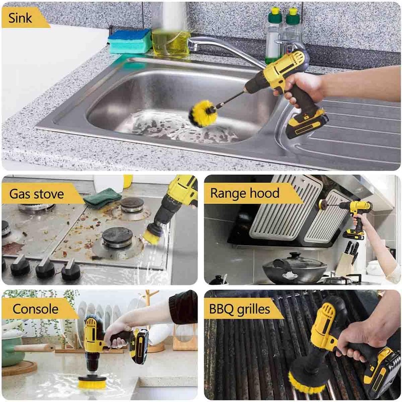 3 Pack Wheel Tire Rim Scrub Brush Wheel Cleaning Brush