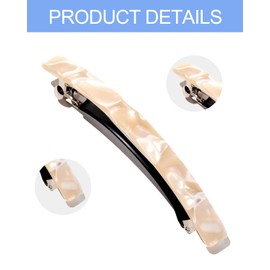 KGDUYC 4 Pieces Long Thin Hair Clip Rectangular Automatic Hair Clips Large Celluloid Leopard Hair Clip Hair Clips for Women Girls Thick Medium Hair