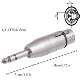 Sairps 5 inch Black XLR Female to 1/4" TRS Microphone Adapter, 3-Pin XLR to 1/4" TRS, Pro Audio Use