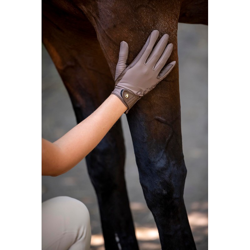 Roeckl Sports equestrian gloves MUENSTER, summer riding glove, dark taupe