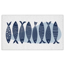 Jvpke Beach Door Mat, Tropical Fish Nautical Door Mat Indoor Outdoor Entrance Porch, Ocean Fishing Bath Mats for Bathroom, Beachy Welcome Mats for Front Door, 17x30 Inches