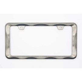 Creathome 3D Curly Wave Pattern Chrome License Plate Frame from Pure Zinc Alloy  - Brush nickel