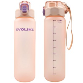 Evolike Trinkflasche 1L Space Frosted mit Strohhalm Auslaufsicher BPA-frei Wasserflasche für Arbeit Uni Schule Büro Freizeit Sport Fitness Gym Outdoor Wandern Fahrrad (Pink)